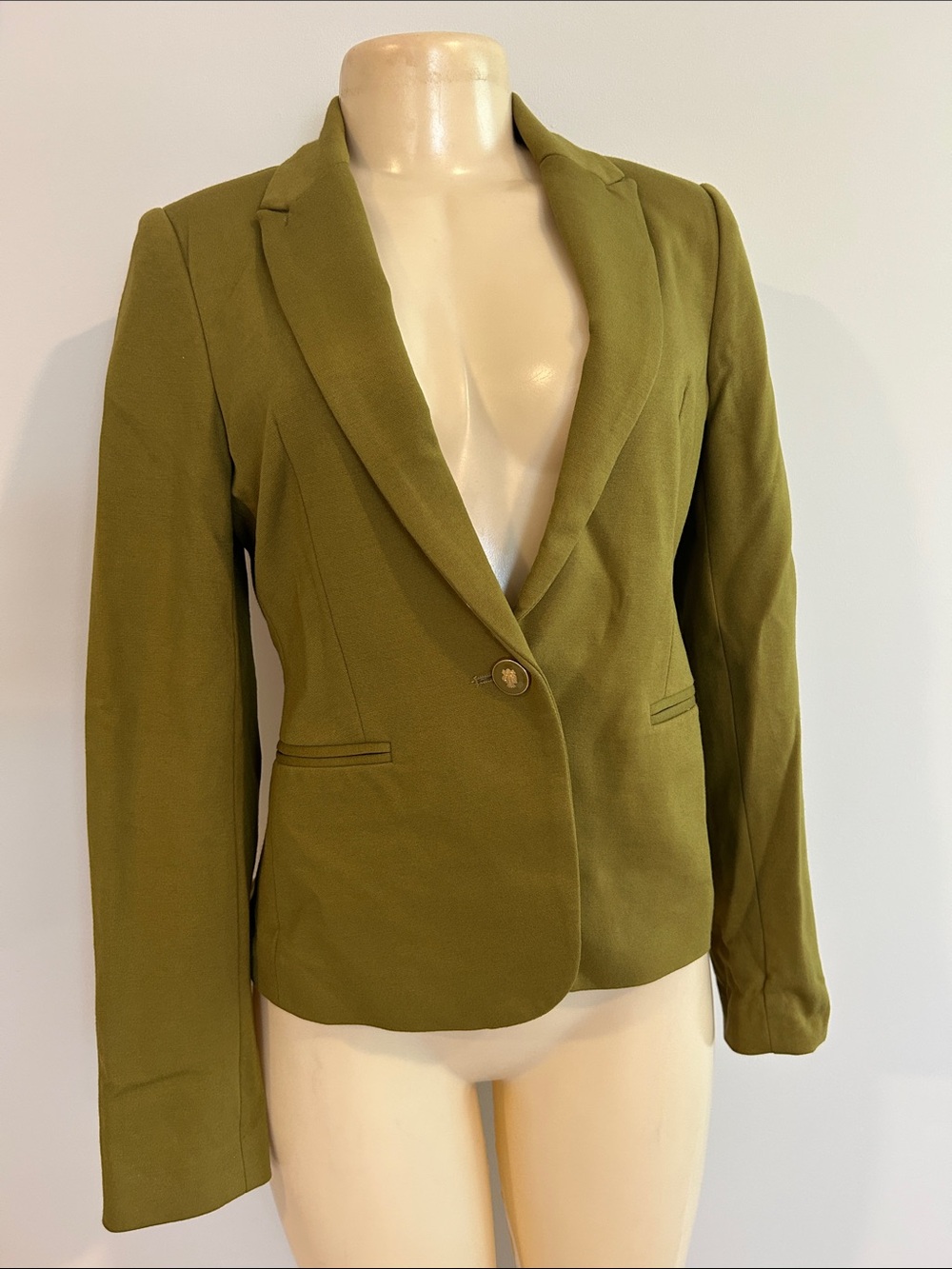 Vivienne Tam Olive Green Single-Button Tailored Blazer